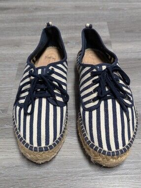 Loeffler Randall Striped Lace Up Espadrilles Size 38